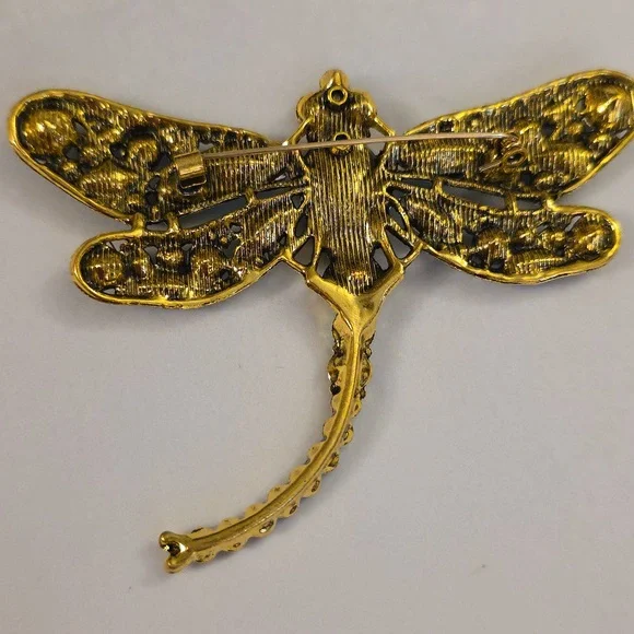 Dragonfly Brooch,Aqua and SeaBlue,Large - Picture 2 of 5